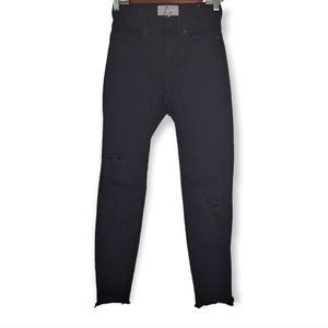 Everlane Black Disressed Raw Hem Ankle Skinny Jeans